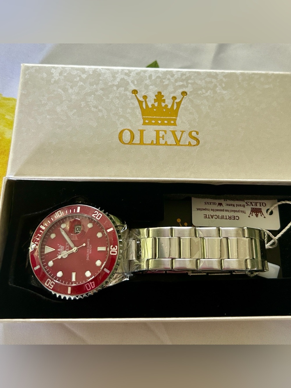 NEW Men's Stainless Steel Watch with Red Dial